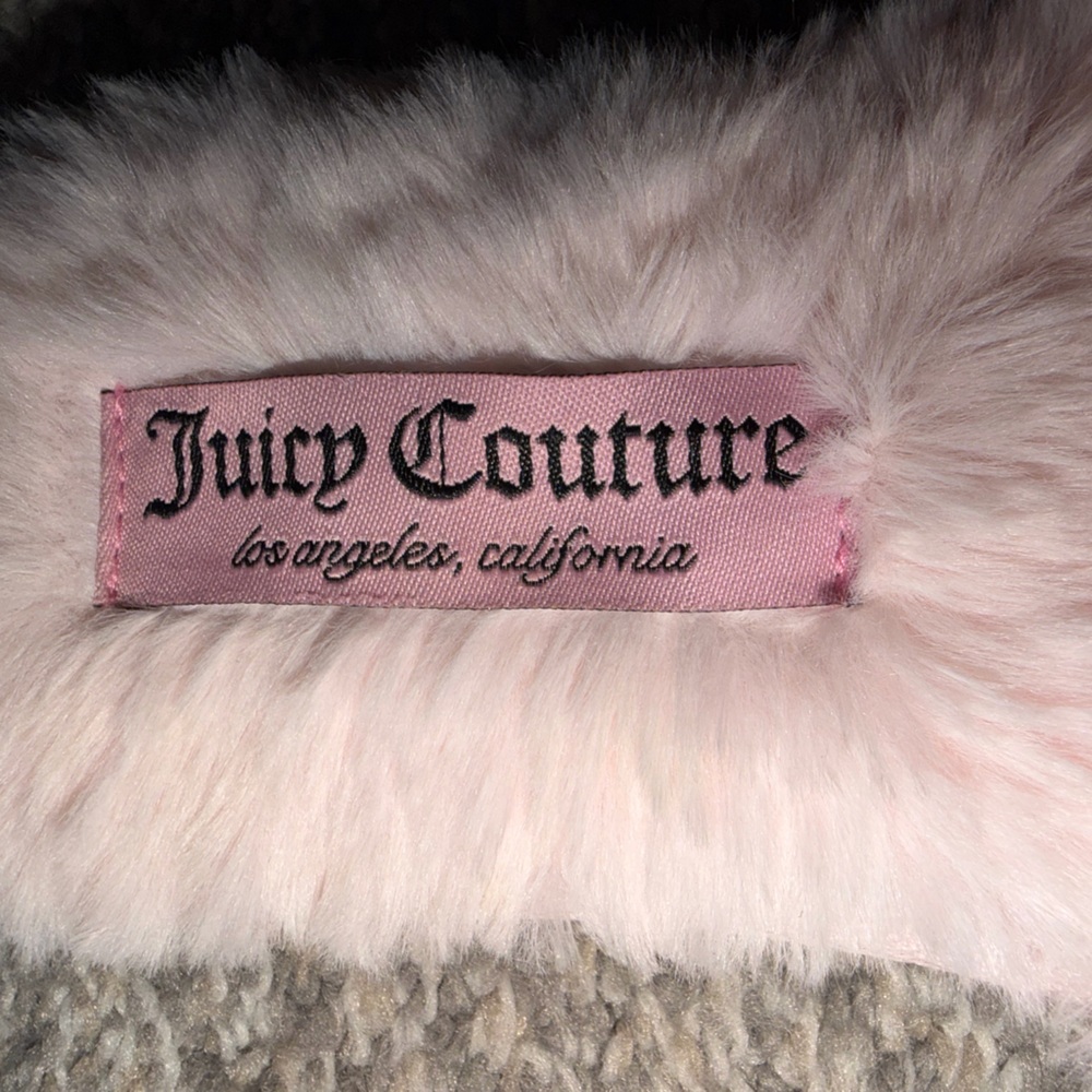 Juicy Couture GYANNA 2 Rhinestone Logo Faux Fur Pink Slide Slippers - Picture 5 of 7